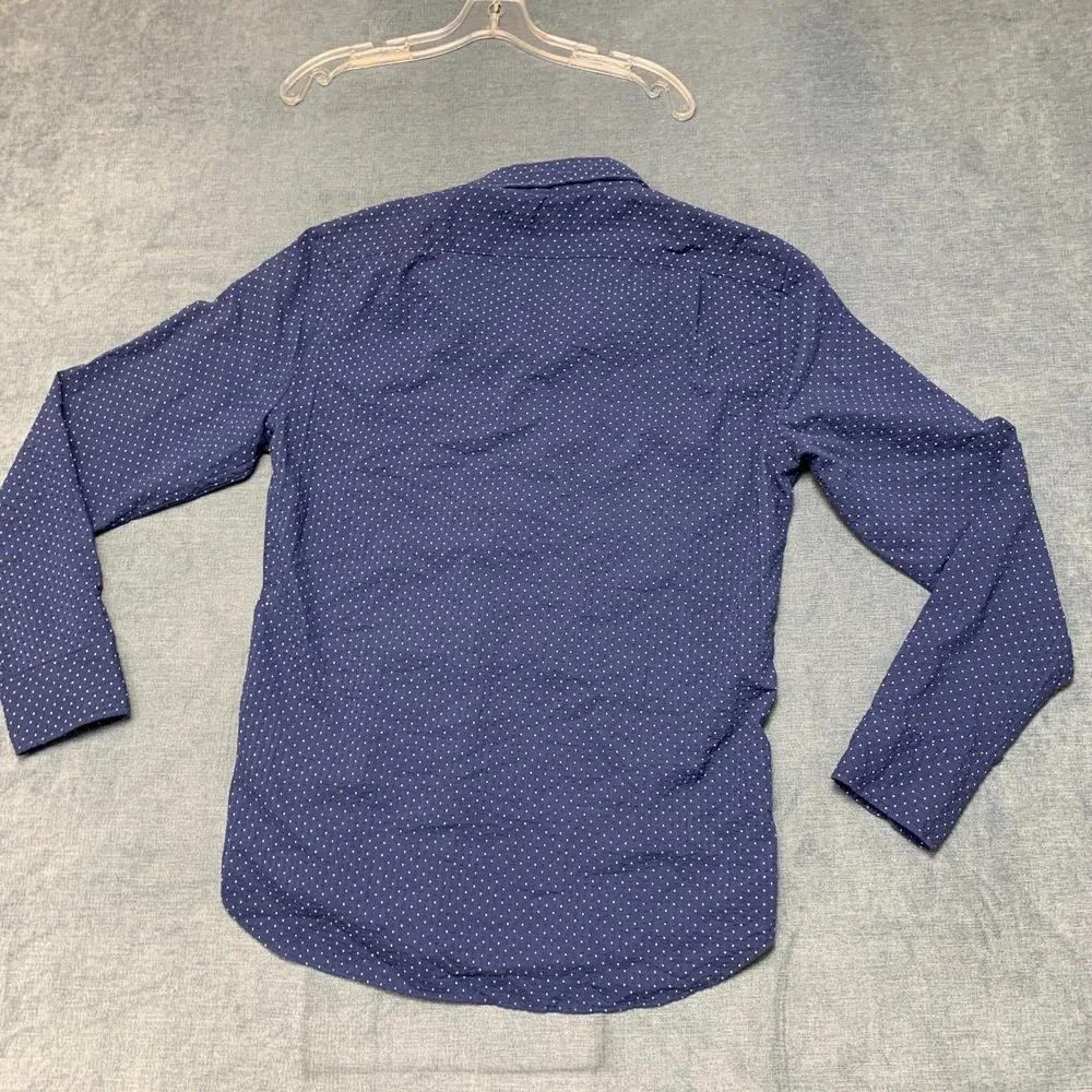 J.Crew Shirt Mens Medium Navy Polka Dot Slim Fit Button Down Academia Minimalist